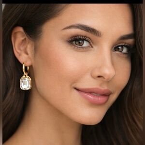 Elegant Gold Drop Earrings with Crystal Charm